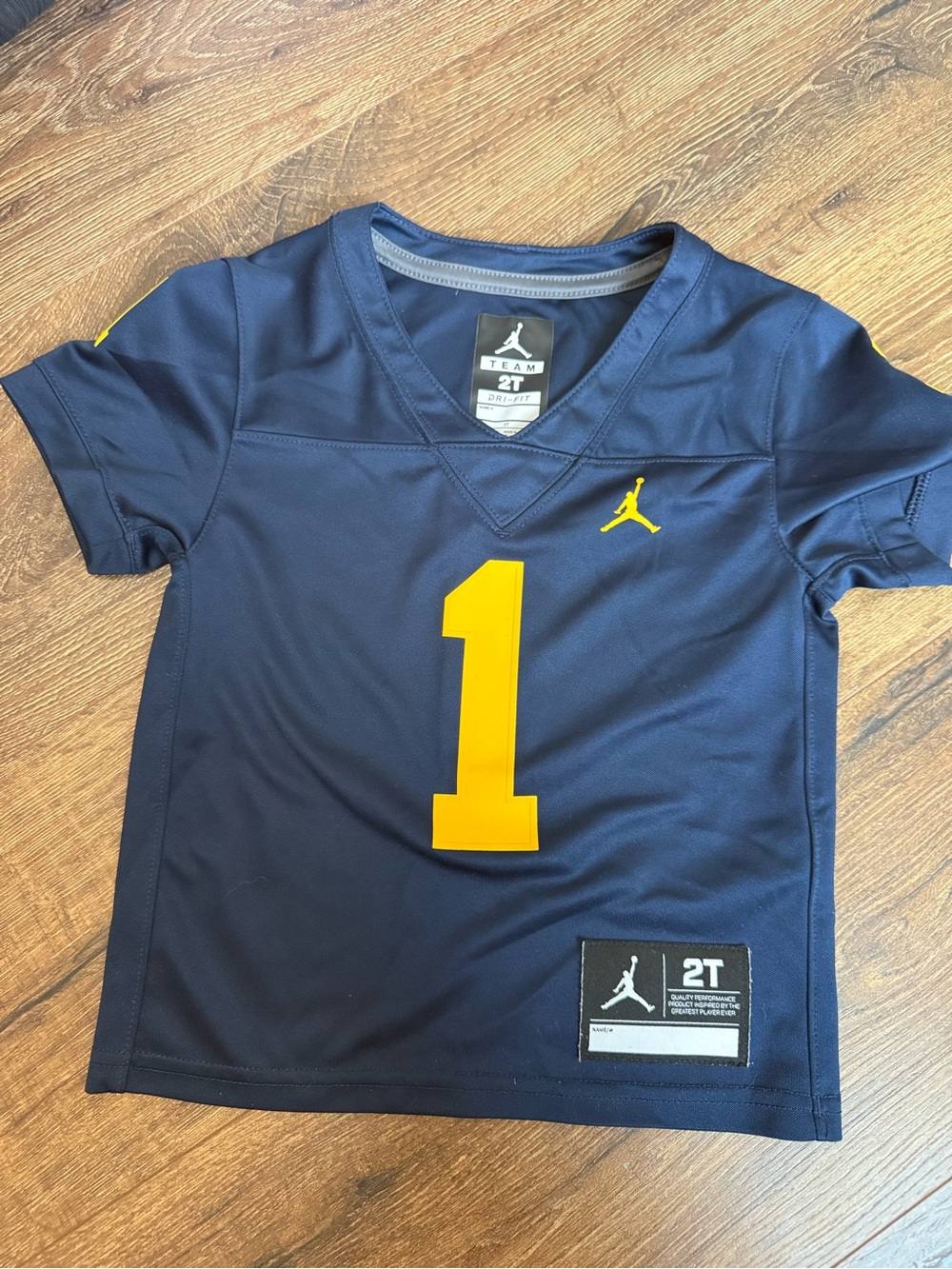 Jordan Kids' Navy and Yellow Number 1 Performance Jersey - 2T